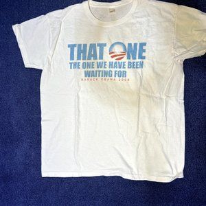 Vintage Barack Obama T Shirt Change Hope White Graphic Large